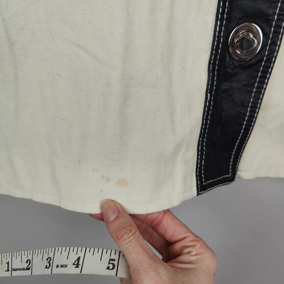 Vintage Y2K Michael Michael Kors Leather Swivel Lock Skirt Womens 6 Cream Preppy - Picture 4 of 11